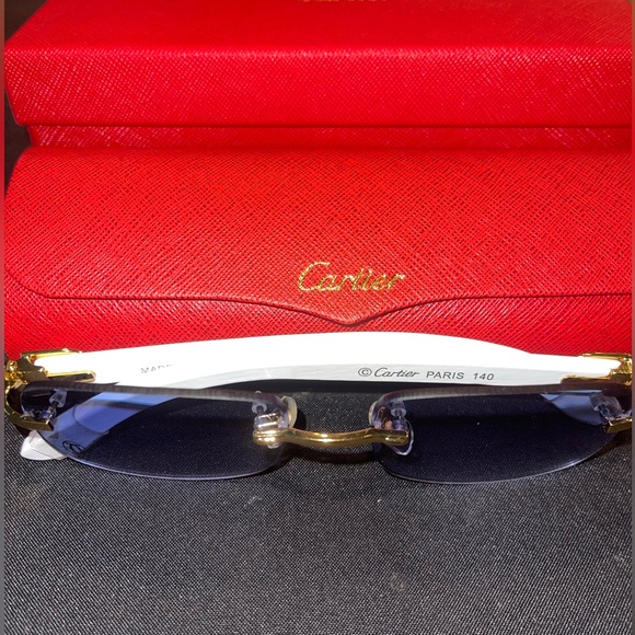 Cartier frameless sunglasses blue lens white frame one size - Picture 2 of 3